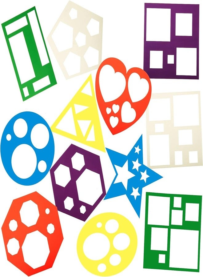 Curious Button 12 Pieces Geometric Stencils Template Set for Kids |Simple Drawing Stencils Wooden MDF Template for Toddlers Preschooler Learning Tool (Without Colour only Wood Colour,5 in) - Image 1